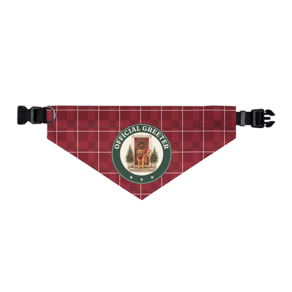 Official Greeter bandana collar, size X-Large, front view