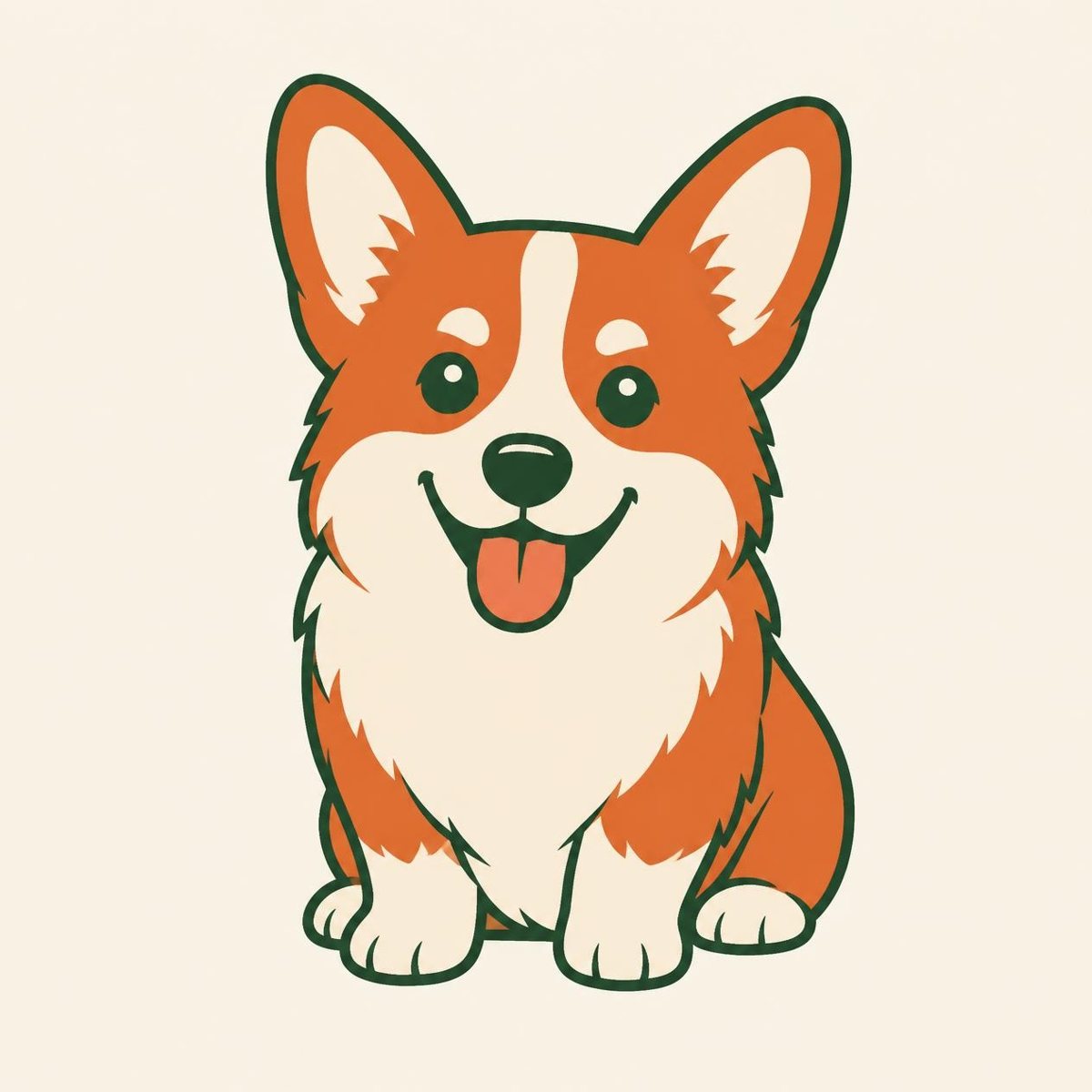 Concept art: smiling corgi
