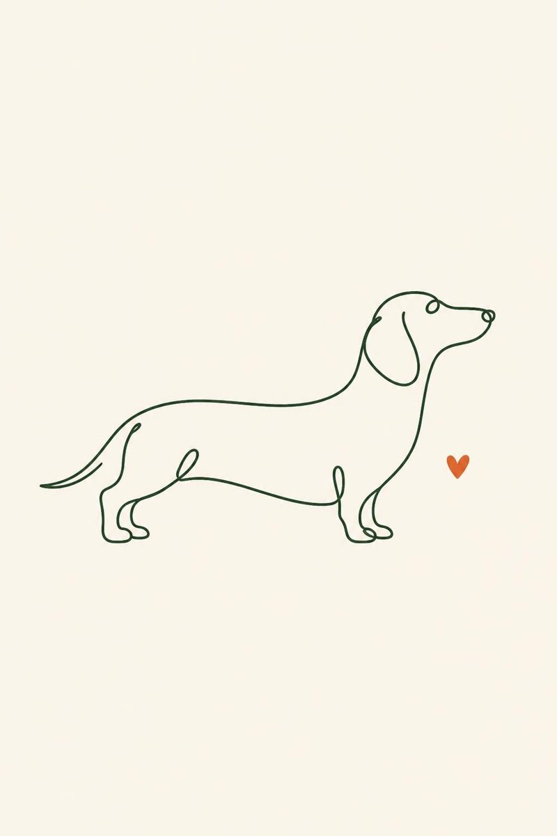 Concept art: single-line drawing of a dachshund